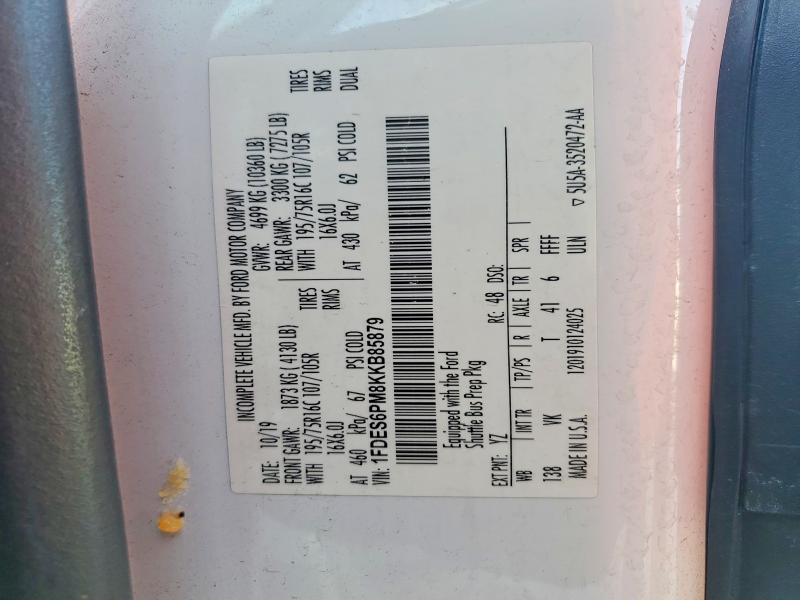 Продажа на аукционе авто 2019 Ford Transit, vin: 1FDES6PM8KKB85879, номер лота: 60556366