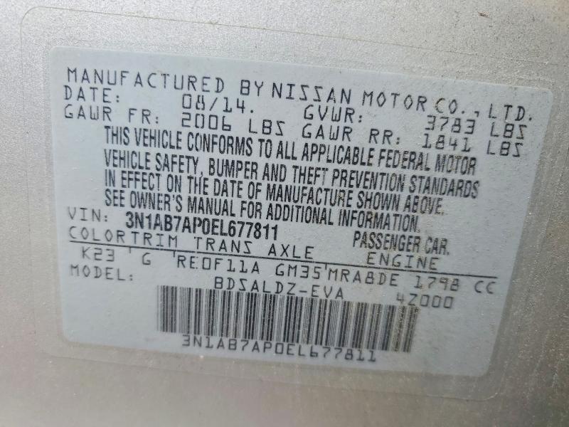 Продажа на аукционе авто 2014 Nissan Sentra, vin: 3N1AB7AP0EL677811, номер лота: 58538266