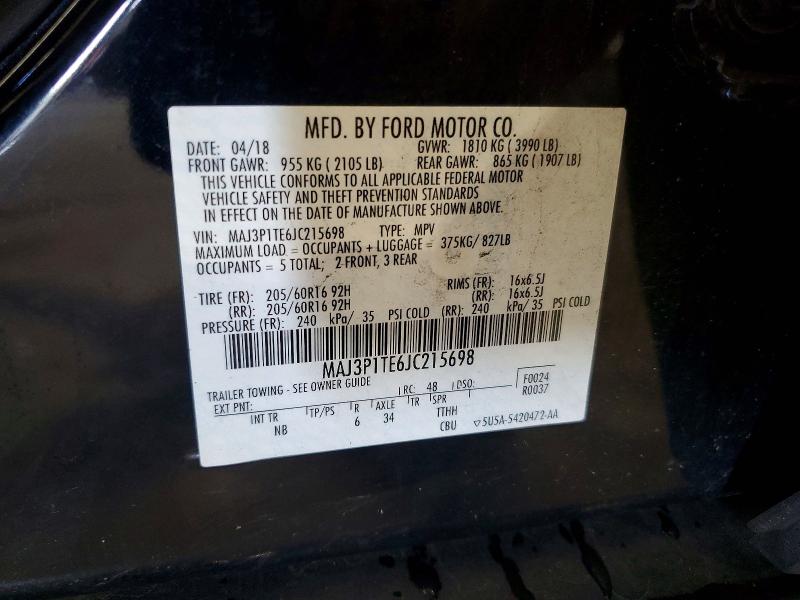 Aukcja sprzedaży 2018 Ford Ecosport, vin: MAJ3P1TE6JC215698, numer aukcji: 59636556