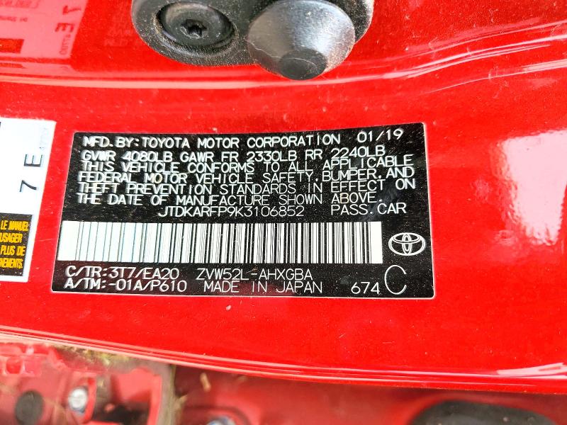 2019 Toyota Prius Prime მანქანა იყიდება აუქციონზე, vin: JTDKARFP9K3106852, აუქციონის ნომერი: 62585976