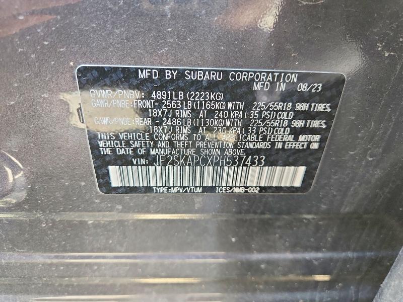 62417496 :رقم المزاد ، JF2SKAPCXPH537433 vin ، 2023 Subaru Forester مزاد بيع