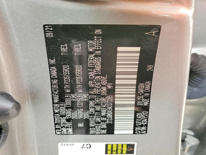 2022 Lexus Rx მანქანა იყიდება აუქციონზე, vin: 2T2JGMDA5NC073285, აუქციონის ნომერი: 60680136