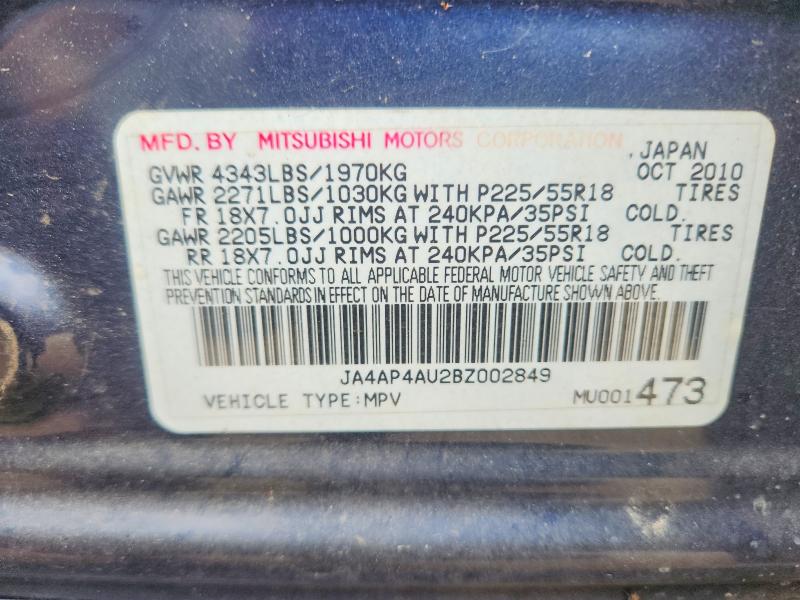 Aukcja sprzedaży 2011 Mitsubishi Outlander Sport, vin: JA4AP4AU2BZ002849, numer aukcji: 62455956