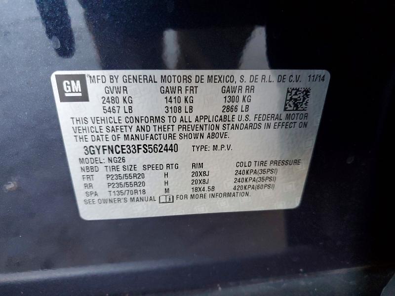 Aukcja sprzedaży 2015 Cadillac Srx, vin: 3GYFNCE33FS562440, numer aukcji: 60995146