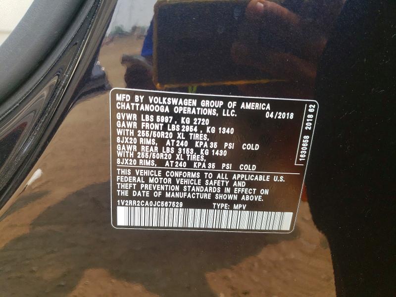 2018 Volkswagen Atlas მანქანა იყიდება აუქციონზე, vin: 1V2RR2CA0JC567529, აუქციონის ნომერი: 61031906