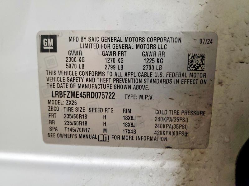 Продажа на аукционе авто 2024 Buick Envision, vin: LRBFZME45RD075722, номер лота: 59809336