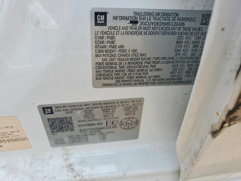Продаж на аукціоні авто 2021 Chevrolet Silverado, vin: 3GCUYDED5MG122495, номер лоту: 61595366