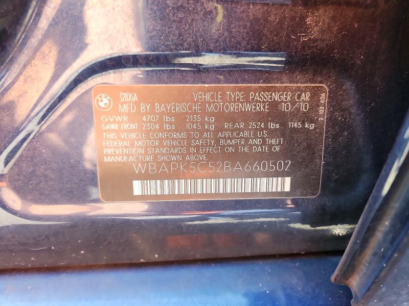 61853196 :رقم المزاد ، WBAPK5C52BA660502 vin ، 2011 Bmw 328 مزاد بيع