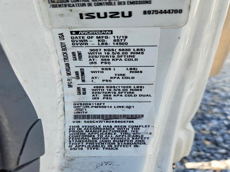 Продажа на аукционе авто 2019 Isuzu Npr Hd, vin: 54DC4W1B2KS806798, номер лота: 58258776