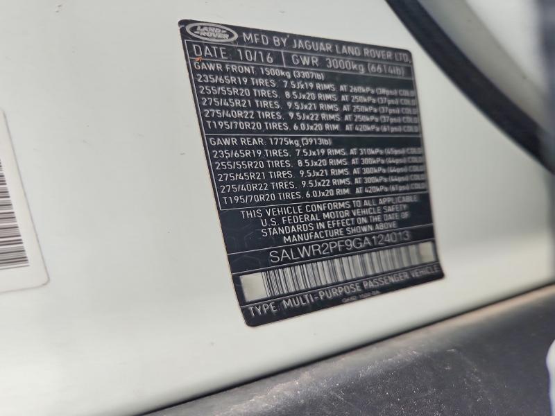 61732806 :رقم المزاد ، SALWR2PF9GA124013 vin ، 2016 Land Rover Range Rover Sport مزاد بيع