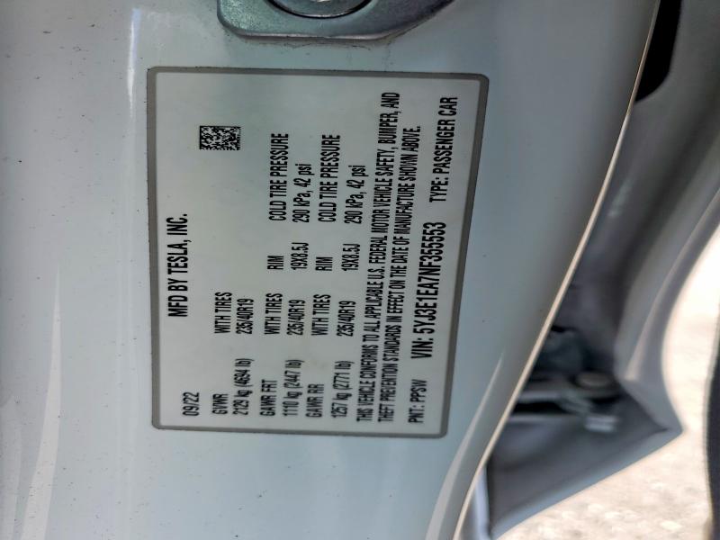 58638796 :رقم المزاد ، 5YJ3E1EA7NF355553 vin ، 2022 Tesla Model 3 مزاد بيع