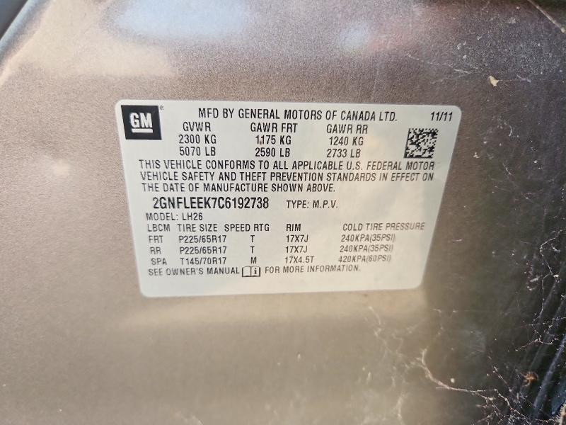 Продажа на аукционе авто 2012 Chevrolet Equinox, vin: 2GNFLEEK7C6192738, номер лота: 61637936
