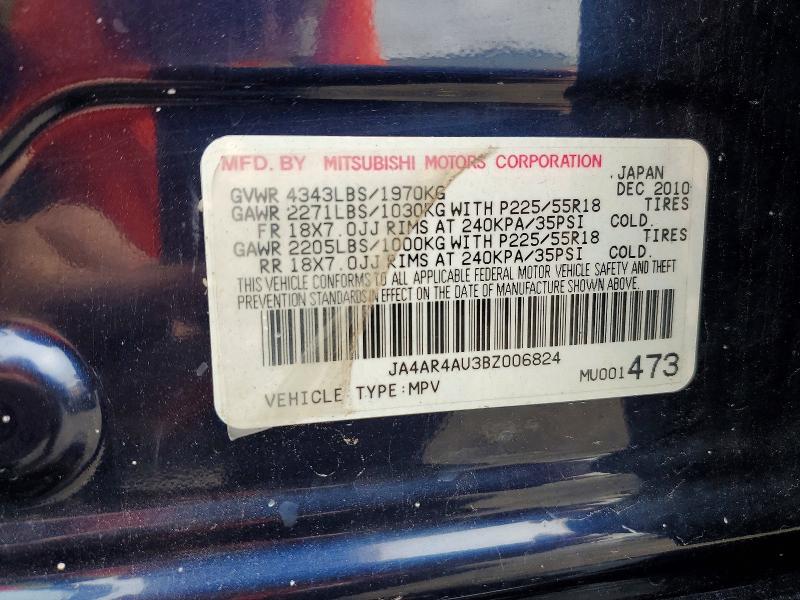 Aukcja sprzedaży 2011 Mitsubishi Outlander Sport, vin: JA4AR4AU3BZ006824, numer aukcji: 59997356
