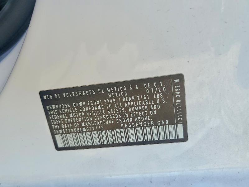 Aukcja sprzedaży 2020 Volkswagen Jetta, vin: 3VW5T7BU6LM072115, numer aukcji: 62073336