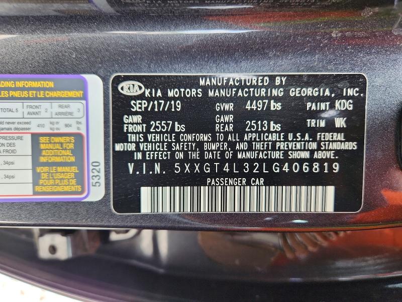 Aukcja sprzedaży 2020 Kia Optima, vin: 5XXGT4L32LG406819, numer aukcji: 59719456