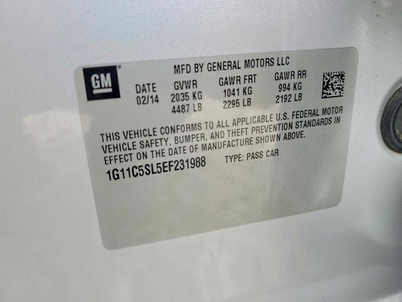 2014 Chevrolet Malibu მანქანა იყიდება აუქციონზე, vin: 1G11C5SL5EF231988, აუქციონის ნომერი: 60616436