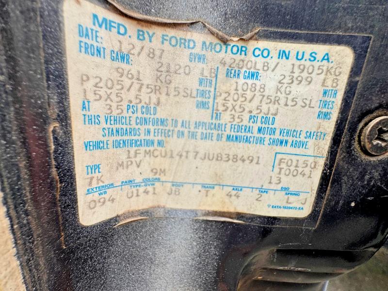 62281716 :رقم المزاد ، 1FMCU14T7JU838491 vin ، 1988 Ford Bronco Ii مزاد بيع