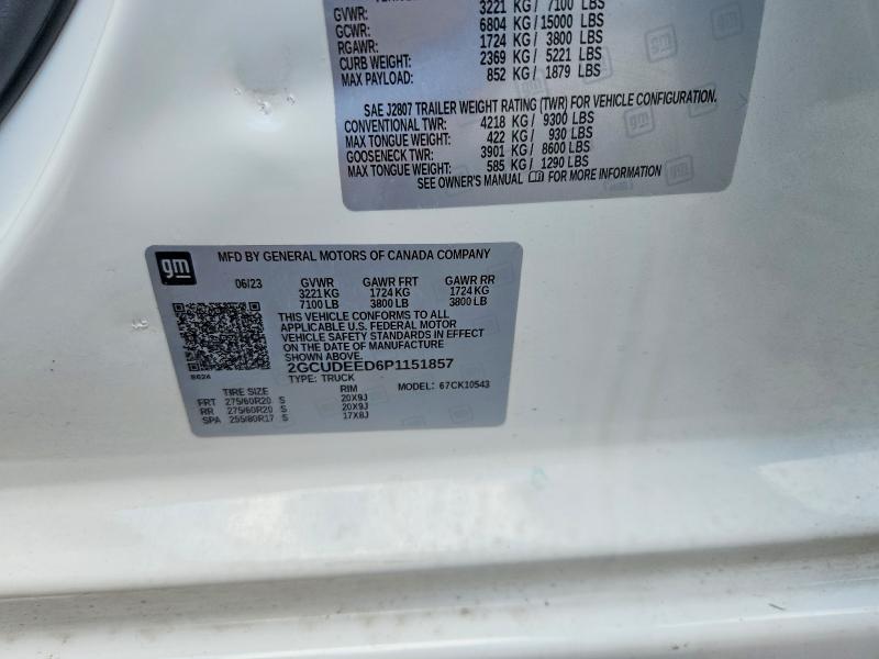 Продажа на аукционе авто 2023 Chevrolet Silverado, vin: 2GCUDEED6P1151857, номер лота: 59886206