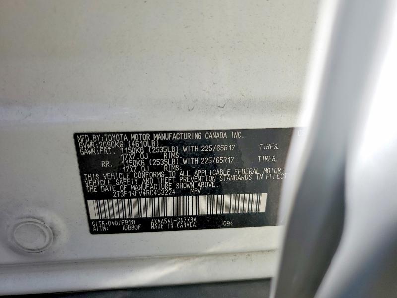 2024 Toyota Rav4 მანქანა იყიდება აუქციონზე, vin: 2T3F1RFV4RC453224, აუქციონის ნომერი: 62487536