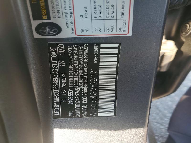 Aukcja sprzedaży 2021 Mercedes-benz E, vin: W1KZF6BBXMA924121, numer aukcji: 58988466