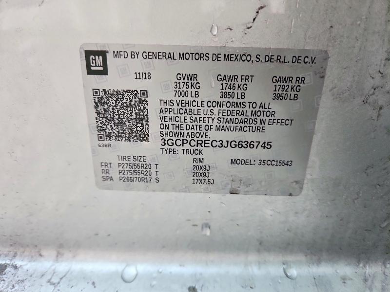 2018 Chevrolet Silverado მანქანა იყიდება აუქციონზე, vin: 3GCPCREC3JG636745, აუქციონის ნომერი: 60691916