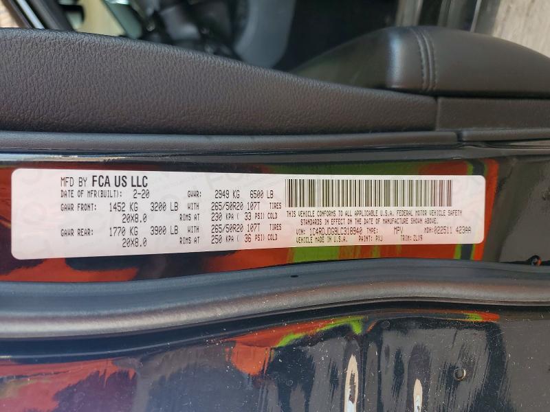 62707926 :رقم المزاد ، 1C4RDJDG9LC318940 vin ، 2020 Dodge Durango مزاد بيع