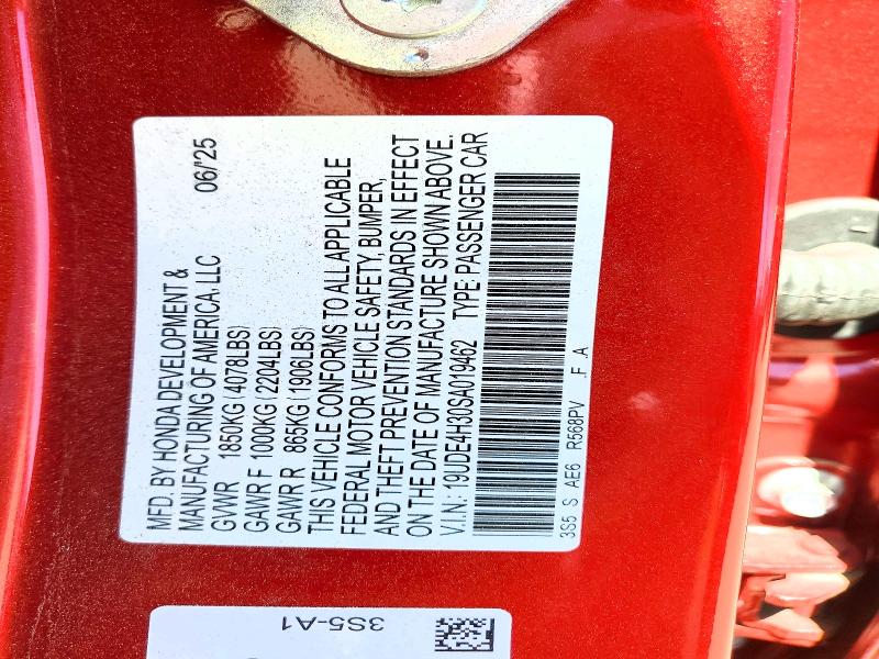 2025 Acura Integra მანქანა იყიდება აუქციონზე, vin: 19UDE4H30SA019462, აუქციონის ნომერი: 85608105