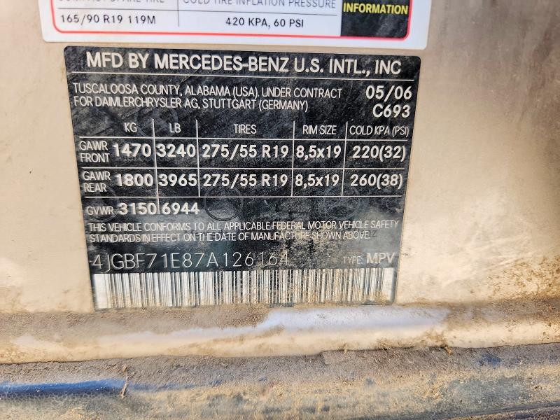 63711456 :رقم المزاد ، 4JGBF71E87A126164 vin ، 2007 Mercedes-benz Gl مزاد بيع