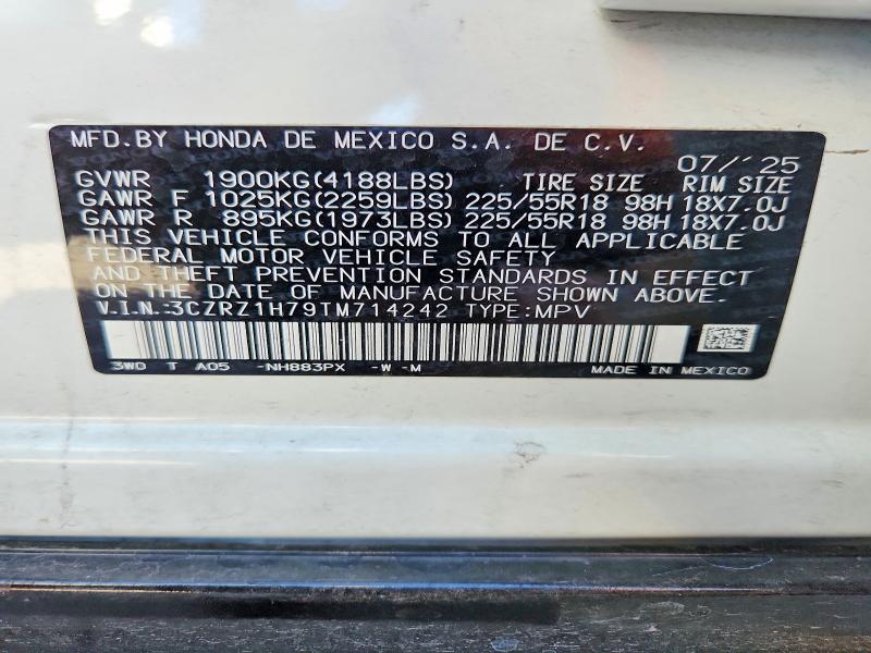Aukcja sprzedaży 2026 Honda Hr-v, vin: 3CZRZ1H79TM714242, numer aukcji: 60504426