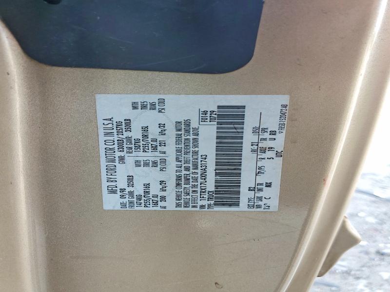 Aukcja sprzedaży 1999 Ford F150, vin: 1FTRX17L4XNA31743, numer aukcji: 63126616