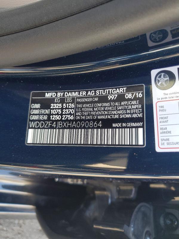 2017 Mercedes-benz E მანქანა იყიდება აუქციონზე, vin: WDDZF4JBXHA090864, აუქციონის ნომერი: 61445246