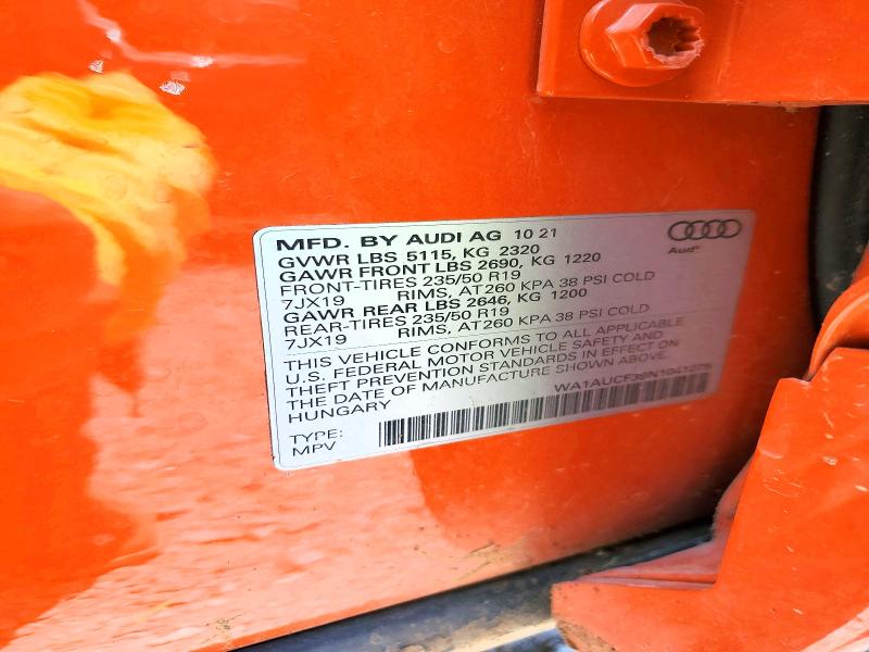 2022 Audi Q3 მანქანა იყიდება აუქციონზე, vin: WA1AUCF39N1041279, აუქციონის ნომერი: 59358126