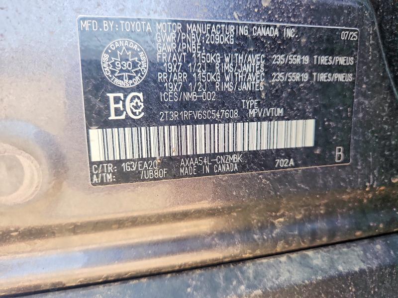 Продажа на аукционе авто 2025 Toyota Rav4, vin: 2T3R1RFV6SC547608, номер лота: 61920626