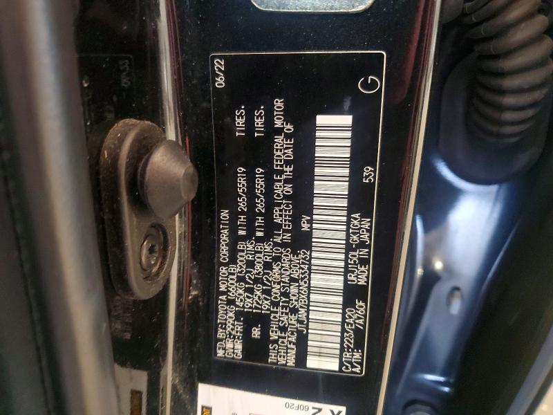 2022 Lexus Gx მანქანა იყიდება აუქციონზე, vin: JTJAM7BX6N5334732, აუქციონის ნომერი: 59245846