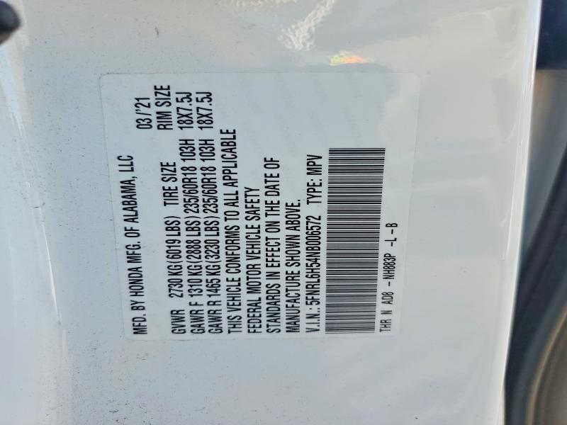 2022 Honda Odyssey მანქანა იყიდება აუქციონზე, vin: 5FNRL6H54NB006572, აუქციონის ნომერი: 59133076