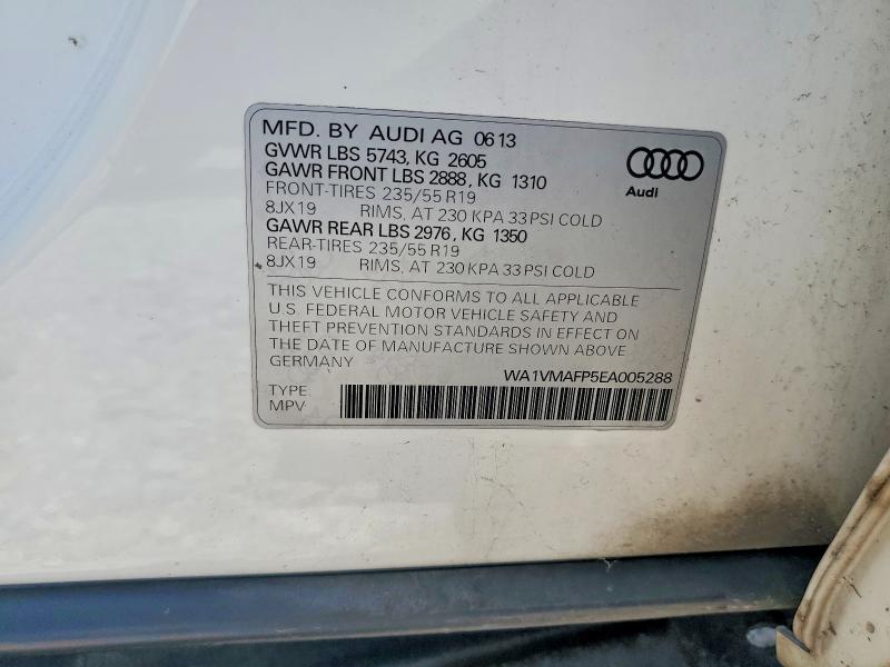 2014 Audi Q5 მანქანა იყიდება აუქციონზე, vin: WA1VMAFP5EA005288, აუქციონის ნომერი: 61210976