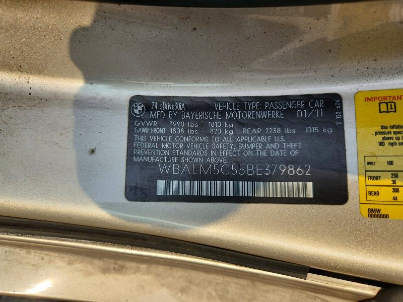 60494146 :رقم المزاد ، WBALM5C55BE379862 vin ، 2011 Bmw Z4 مزاد بيع
