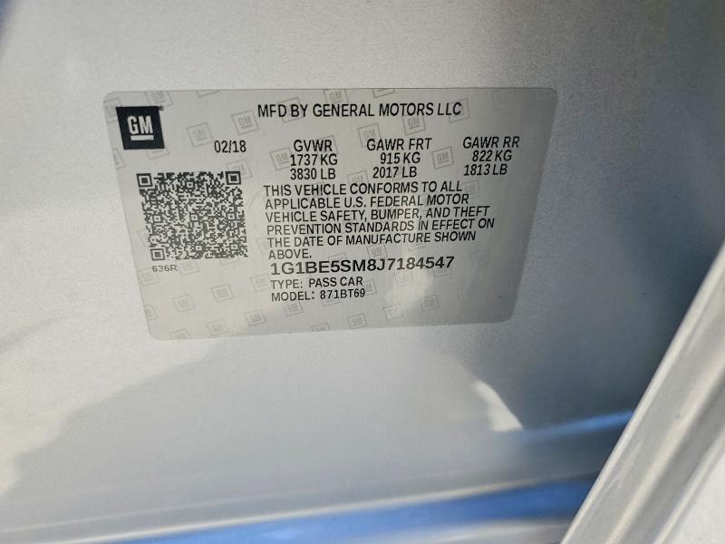 Auction sale of the 2018 Chevrolet Cruze, vin: 1G1BE5SM8J7184547, lot number: 62201496