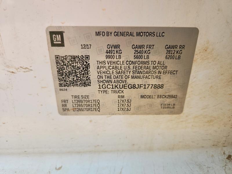 2018 Chevrolet Silverado მანქანა იყიდება აუქციონზე, vin: 1GC1KUEG8JF177888, აუქციონის ნომერი: 61326816