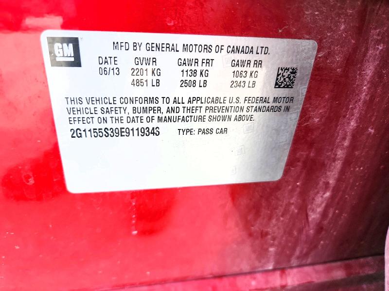 62774436 :رقم المزاد ، 2G1155S39E9119343 vin ، 2014 Chevrolet Impala مزاد بيع