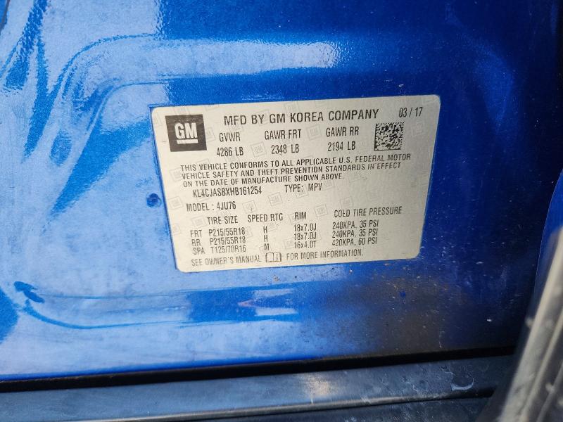 Продаж на аукціоні авто 2017 Buick Encore, vin: KL4CJASBXHB161254, номер лоту: 59154666