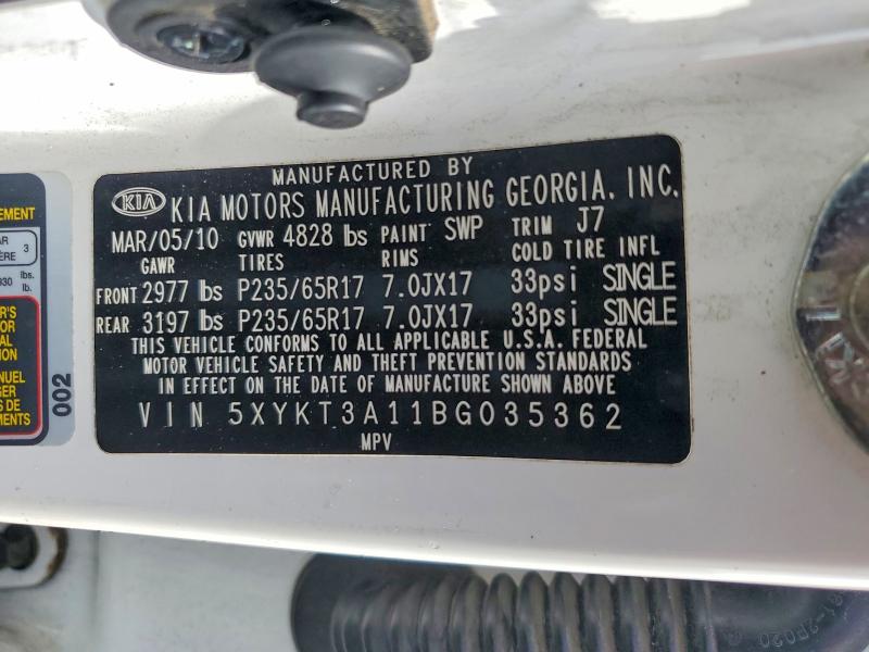 Продаж на аукціоні авто 2011 Kia Sorento, vin: 5XYKT3A11BG035362, номер лоту: 61200696