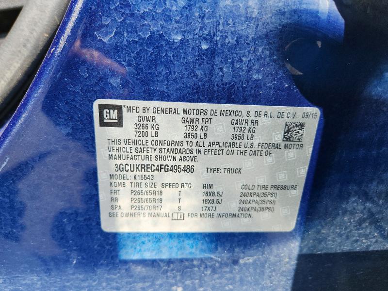 2015 Chevrolet Silverado მანქანა იყიდება აუქციონზე, vin: 3GCUKREC4FG495486, აუქციონის ნომერი: 61783716