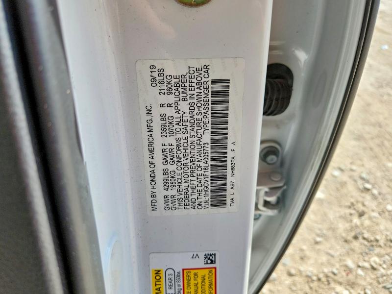 59831386 :رقم المزاد ، 1HGCV1F16LA005773 vin ، 2020 Honda Accord مزاد بيع