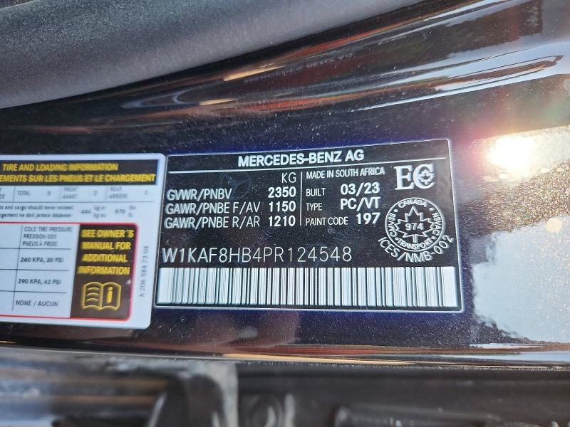 Aukcja sprzedaży 2023 Mercedes-benz C, vin: W1KAF8HB4PR124548, numer aukcji: 60489276