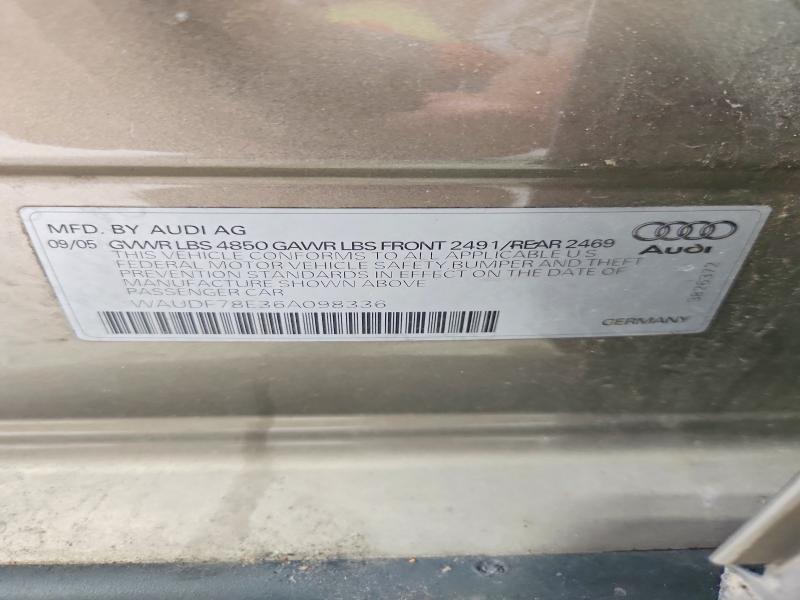 Продажа на аукционе авто 2006 Audi A4, vin: WAUDF78E36A098336, номер лота: 59967816
