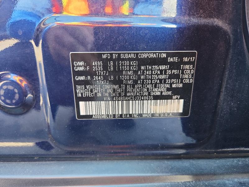 Продаж на аукціоні авто 2018 Subaru Outback, vin: 4S4BSAHC5J3248635, номер лоту: 61050256