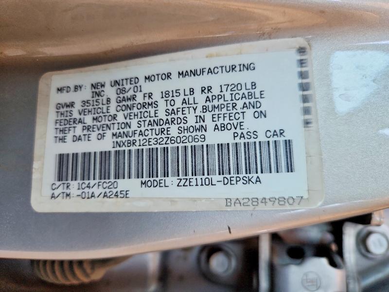 59160246 :رقم المزاد ، 1NXBR12E32Z602069 vin ، 2002 Toyota Corolla مزاد بيع