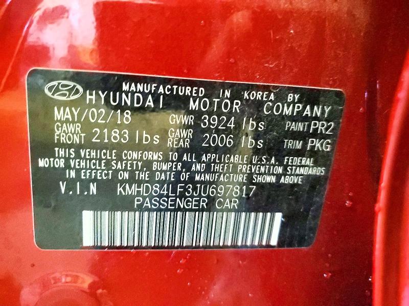 Продажа на аукционе авто 2018 Hyundai Elantra, vin: KMHD84LF3JU697817, номер лота: 62612926