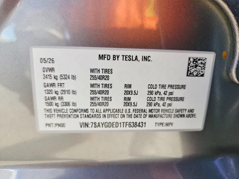 Продаж на аукціоні авто 2026 Tesla Model Y, vin: 7SAYGDED1TF638431, номер лоту: 60310106